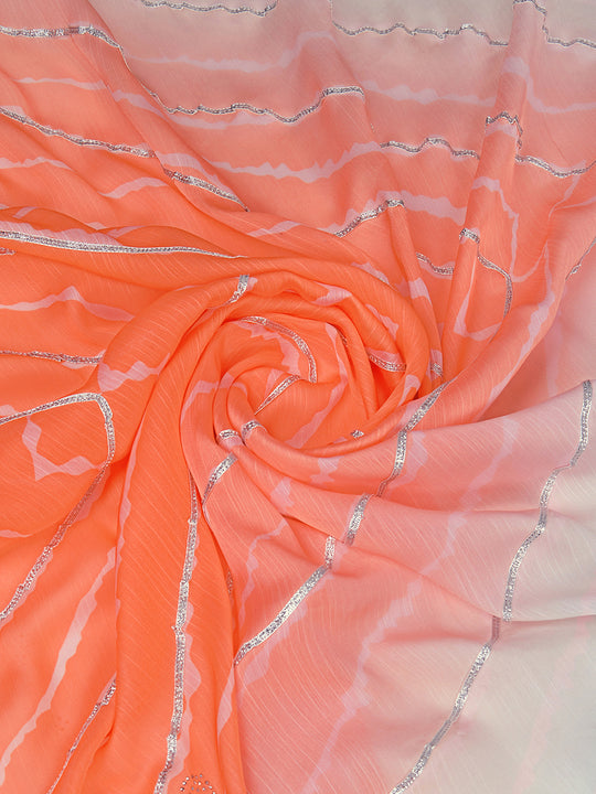 Multi Colour Poly Chiffon Festival Saree With Blouse Piece