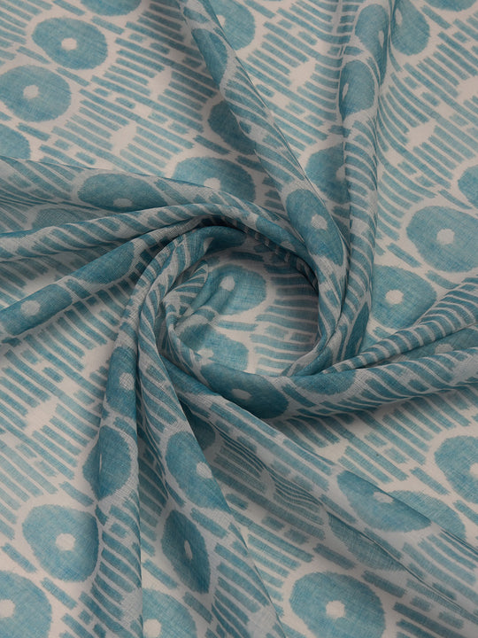 Sea Green Linen Blend Saree With Blouse Piece