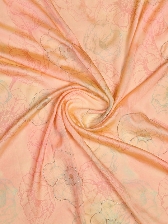 Peach Poly Chiffon Festive Wear Saree With Blouse Piecde