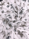 White & Black Dola Silk Saree With Blouse Piece