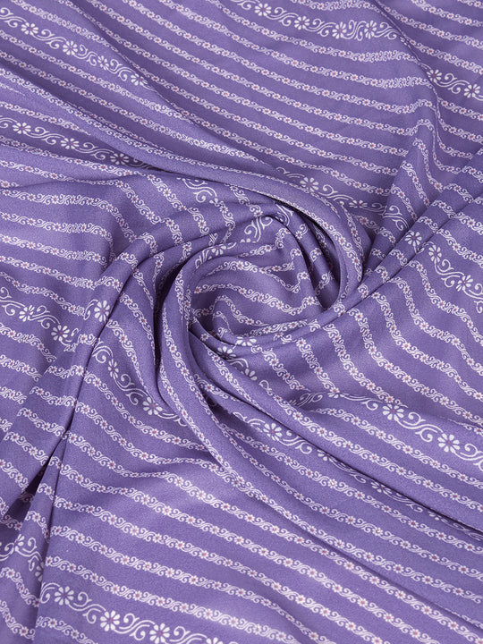 Lavender Poly Georgette Saree With Blouse Piece