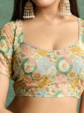Poly Chiffon Dyed Saree With Heavy Embroidered Blouse Piece