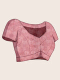 Peach Organza Zari Woven Printed Saree With Hand-Sequence Embellishment Saree With Blouse Piece