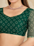 Pure Chiffon Bandhani Printed Saree With Viscose Woven Border And Blouse Piece
