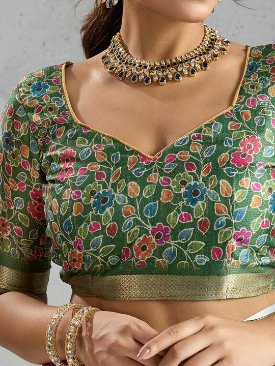 Pure Chiffon Digital Printed Woven Saree With Woven Border And Fancy Tassels