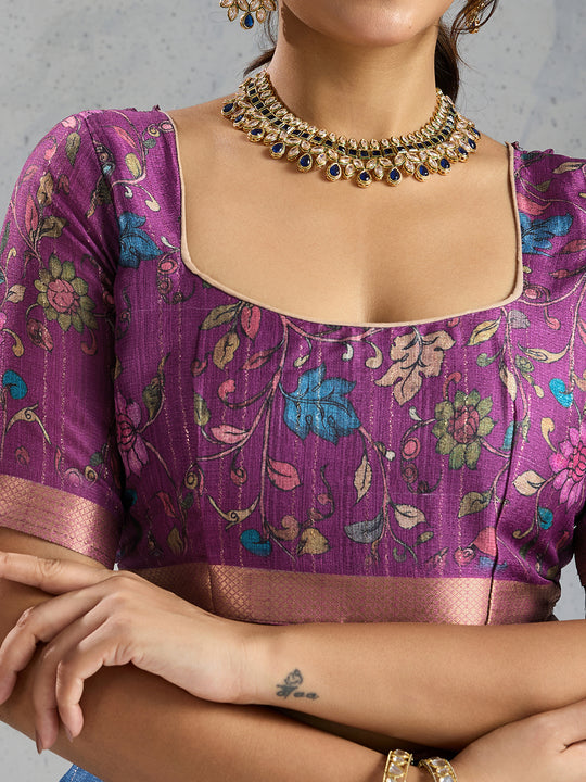 Pure Chiffon Digital Printed Woven Saree With Woven Border And Fancy Tassels