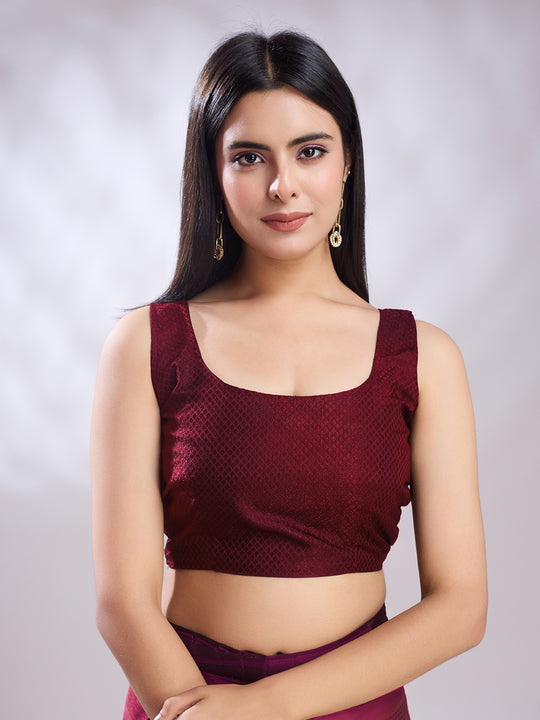 Purple Silk Blend Ready To Wear Saree With Blouse Piece