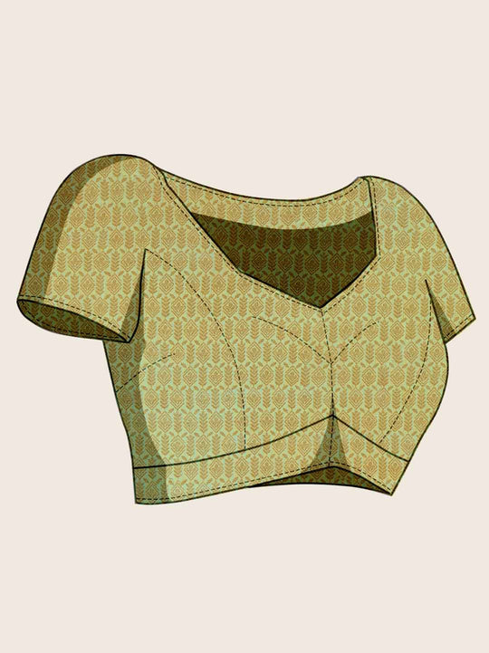 Mintgreen Organza Banarasi Woven Rich Pallu With Blouse Piece