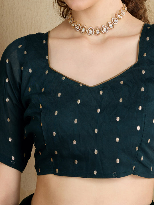 Embellished Mirror Work Organza Saree With Blouse Piece