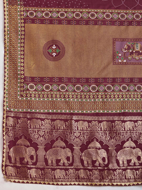 Maroon Silk Saree With Blouse Piece