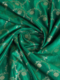 Green Pure Satin Banarasi Saree With Tassels Saree With Blouse Piece