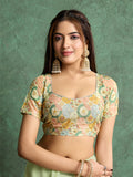 Poly Chiffon Dyed Saree With Heavy Embroidered Blouse Piece