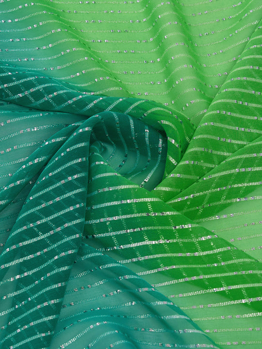 Green & Blue Weightless Saree With Blouse Piece