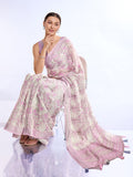 Pink Linen Blend Saree With Blouse Piece