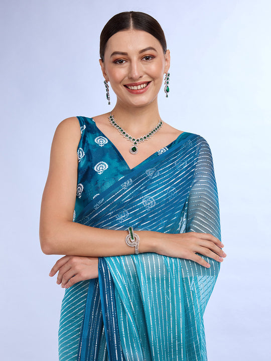 Blue Weightless Saree With Blouse Piece