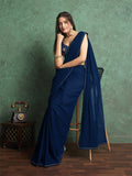 Poly Chiffon Dyed Saree With Heavy Embroidered Blouse Piece
