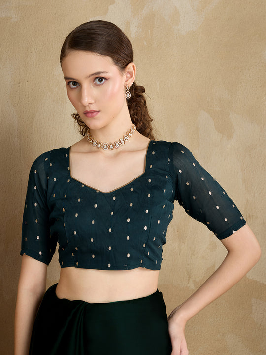 Embellished Mirror Work Organza Saree With Blouse Piece