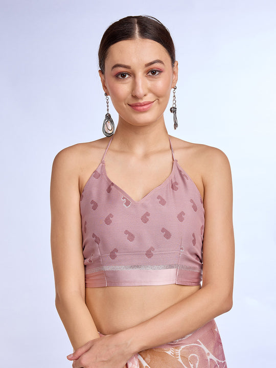 Light Pink Georgette Saree With Blouse Piece