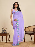 Lavender Georgette Soft Silk Saree With Blouse Piece