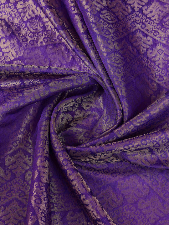 Purple Ikkat Woven Kajeevaram Silk Rich Pallu With Blouse Piece