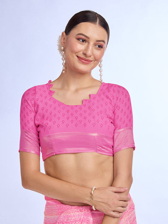 Purple Georgette Saree With Blouse Piece