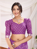 Purple Poly Georgette Festive Wear Saree With Blouse Piece
