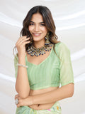 Pista Green Handloom Silk Festive Wear Saree With Blouse Piece