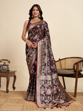 Maroon Soft Silk Sarees Premium Two Tone Satin Fabric With Unique Designs Saree With Blouse Piece