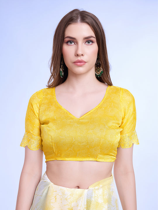 Green Poly Chiffon Festival Saree With Blouse Piece