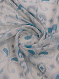 Teal Linen Blend Saree With Blouse Piece