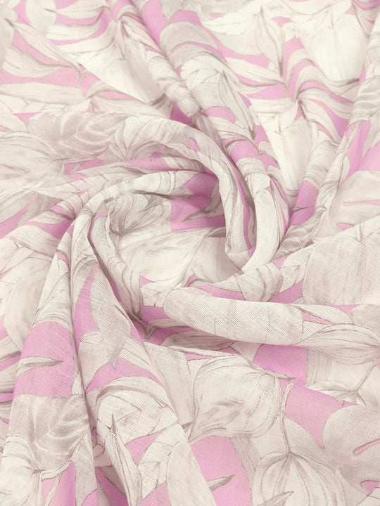 Pink Linen Blend Saree With Blouse Piece