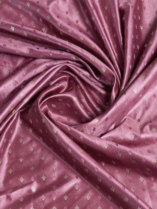 Onion-Pink Pure Satin Banarasi Saree With Tassels Saree With Blouse Piece