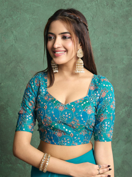 Poly Chiffon Dyed Saree With Heavy Embroidered Blouse Piece