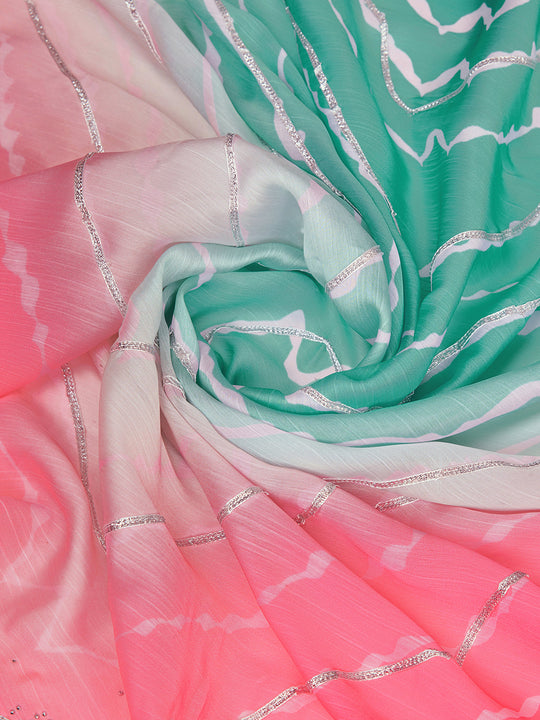 Green Poly Chiffon Festival Saree With Blouse Piece