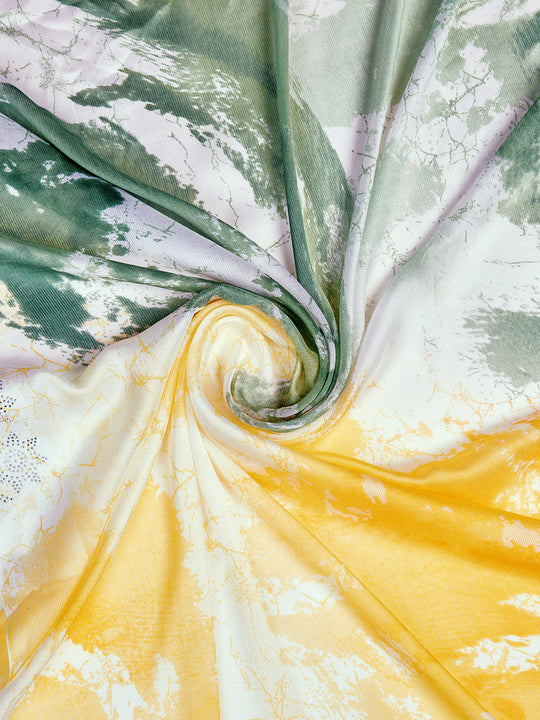 Green Poly Chiffon Festival Saree With Blouse Piece