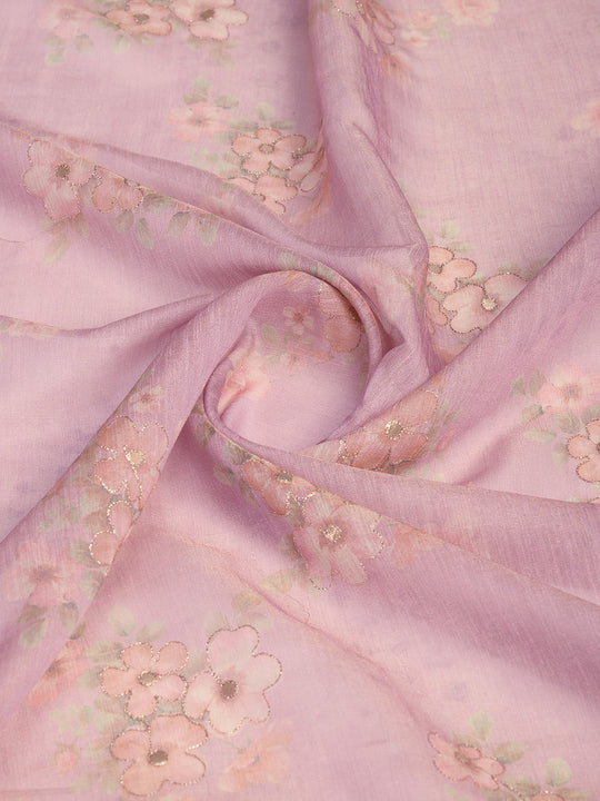 Lavender Tissue Saree With Blouse Piece