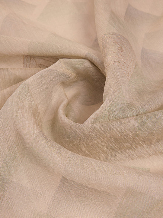 Cream Tissue Linen Blend Saree With Blouse Piece