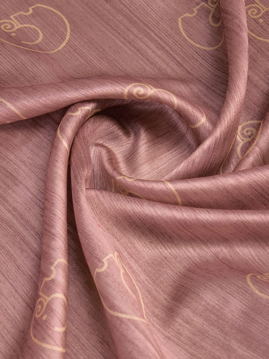 Peach Silk Blend Saree With Blouse Piece