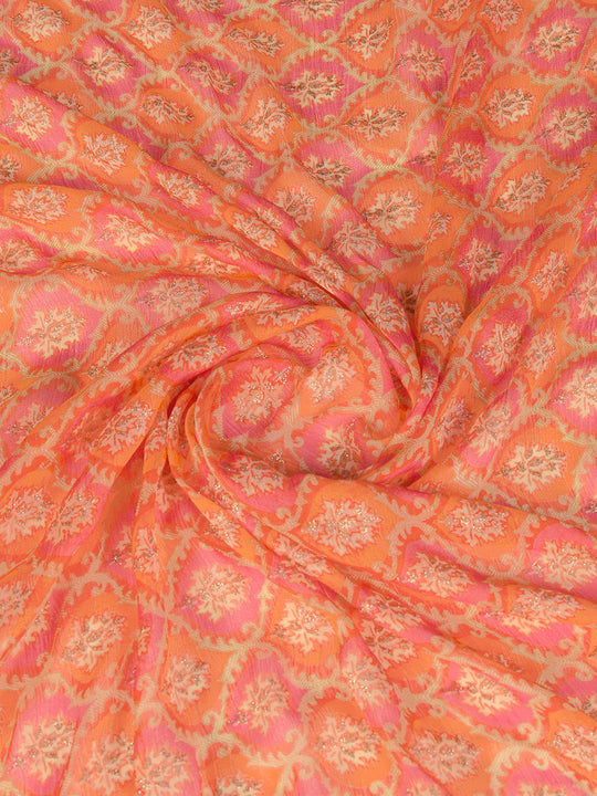 Orange Chiffon Saree With Blouse Piece