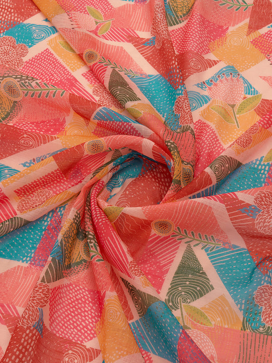 Red Linen Blend Saree With Blouse Piece