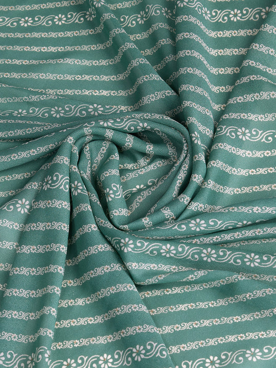 Green Poly Georgette Saree With Blouse Piece