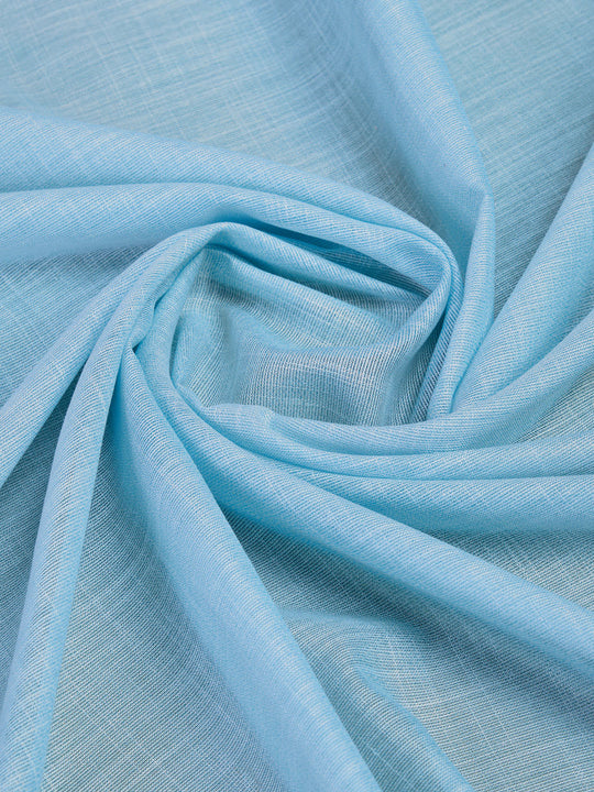 Blue Linen Blend Daily Wear Saree With Blouse Piece