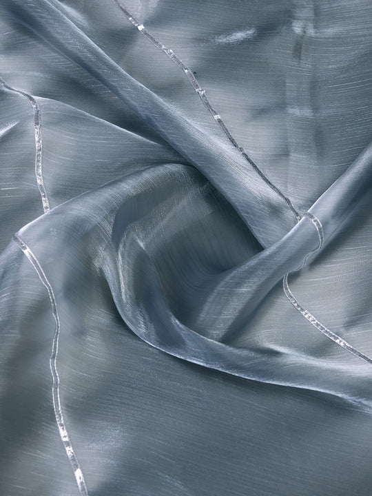 Grey Organza Party Wear Saree With Blouse Piece