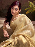 Geige Tissue Silk Adorned With Gorgeous Woven Butta Saree With Blouse Piece