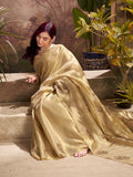 Geige Tissue Silk Adorned With Gorgeous Woven Butta Saree With Blouse Piece