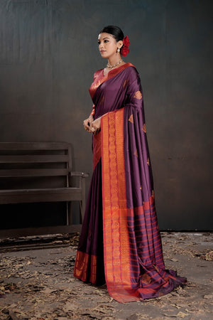 Soft Silk Chitt Palu With Contrast Blouse Weaving Saree