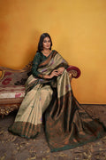 Kanjeevaram Silk Rich Palu With Contrast Blouse Weaving Silk Saree