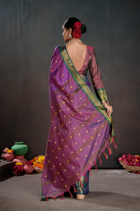Soft Silk Chitt Palu With Contrast Blouse Weaving Saree