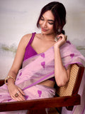 Light Pink Modal Cotton Saree With Blouse Piece
