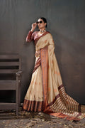 Soft Silk Chitt Palu With Contrast Blouse Weaving Saree